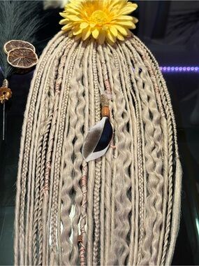 Blonde Braided Hair Extensions - Long Textured Accent Pieces